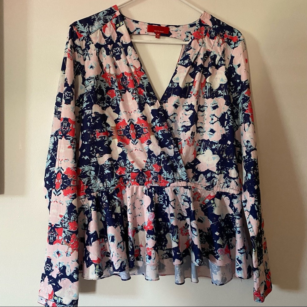 Saks Long Sleeve Floral Peplum